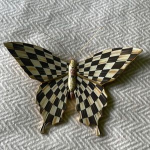 New MacKenzie Childs butterfly wall plaque courtley check patter